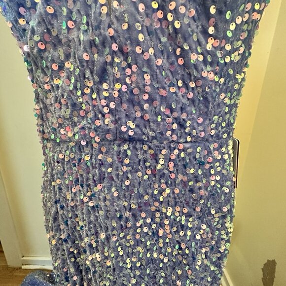 NWT Stacees Dress Women’s 12 Velvet Sequin V-Neck Trumpet/Mermaid Sweep Train - Picture 11 of 11